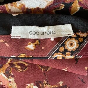 Maurices Burgundy and Gold Patterned Scarf